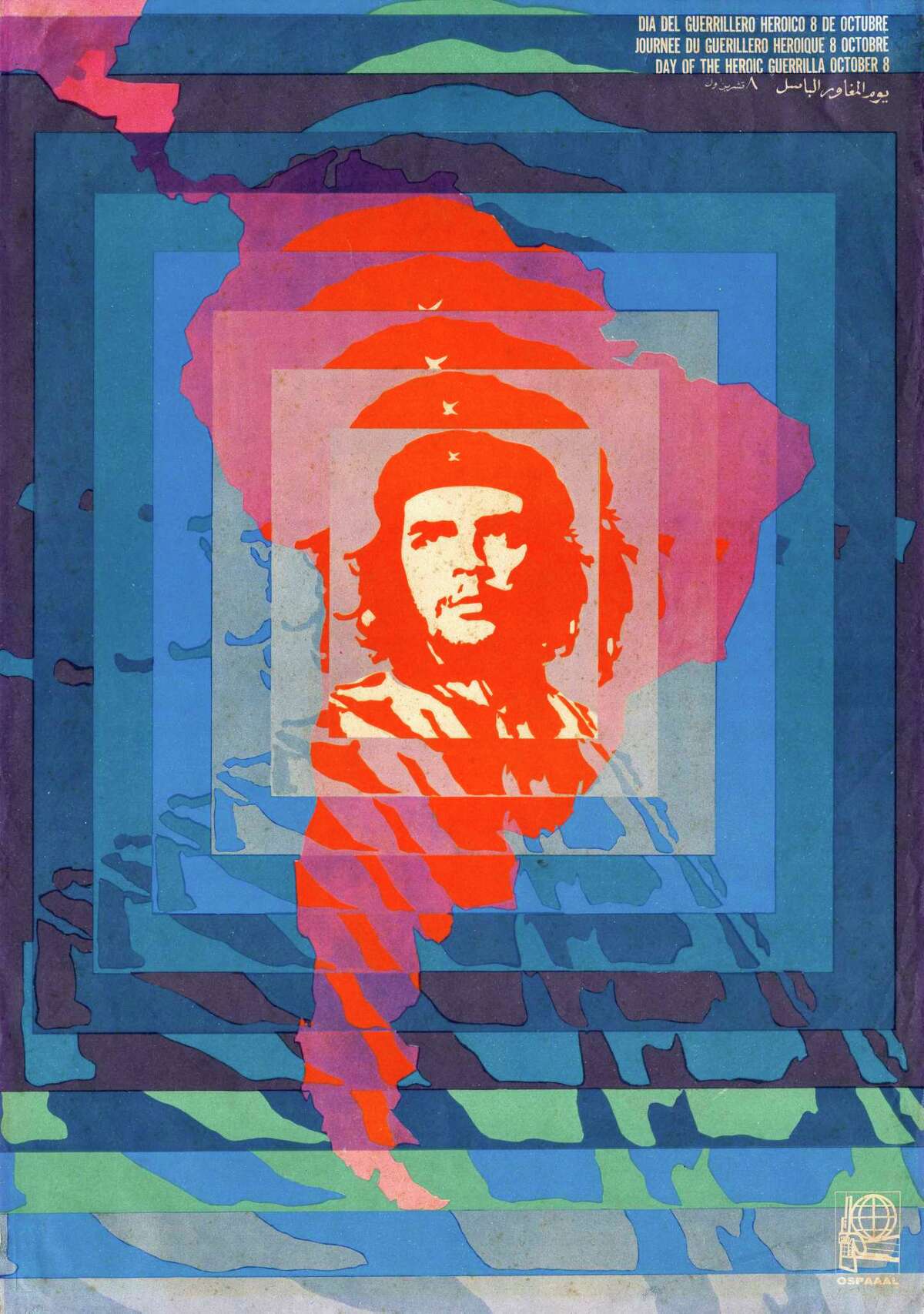 Among works on view in "Adios Utopia" at the Museum of Fine Arts, Houston through May 21:Â Helena Serrano's "DÃ©­a del Guerrillero Heroico (Day of the Heroic Fighter)," 1968, offset print, Center for Cuban Studies, New York.