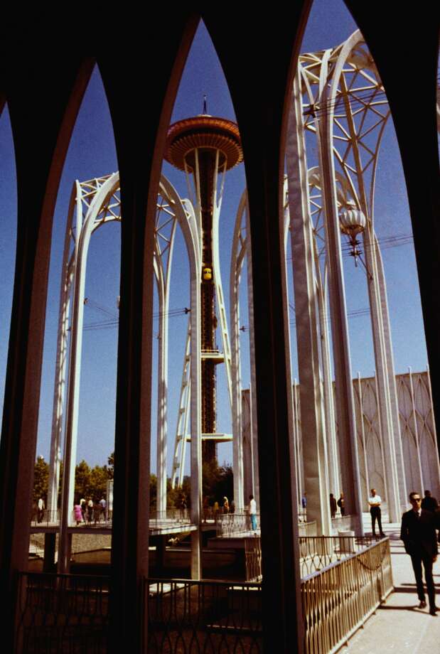 The Pacific Science Center in Seattle, Washington, with the Space Needle in the background, circa 1968. The Pacific Science Center was designed by Minoru Yamasaki for the 1962 Seattle World's Fair. (Photo by Robert M. Keith/Archive Photos/Getty Images) Photo: Archive Photos/Getty Images