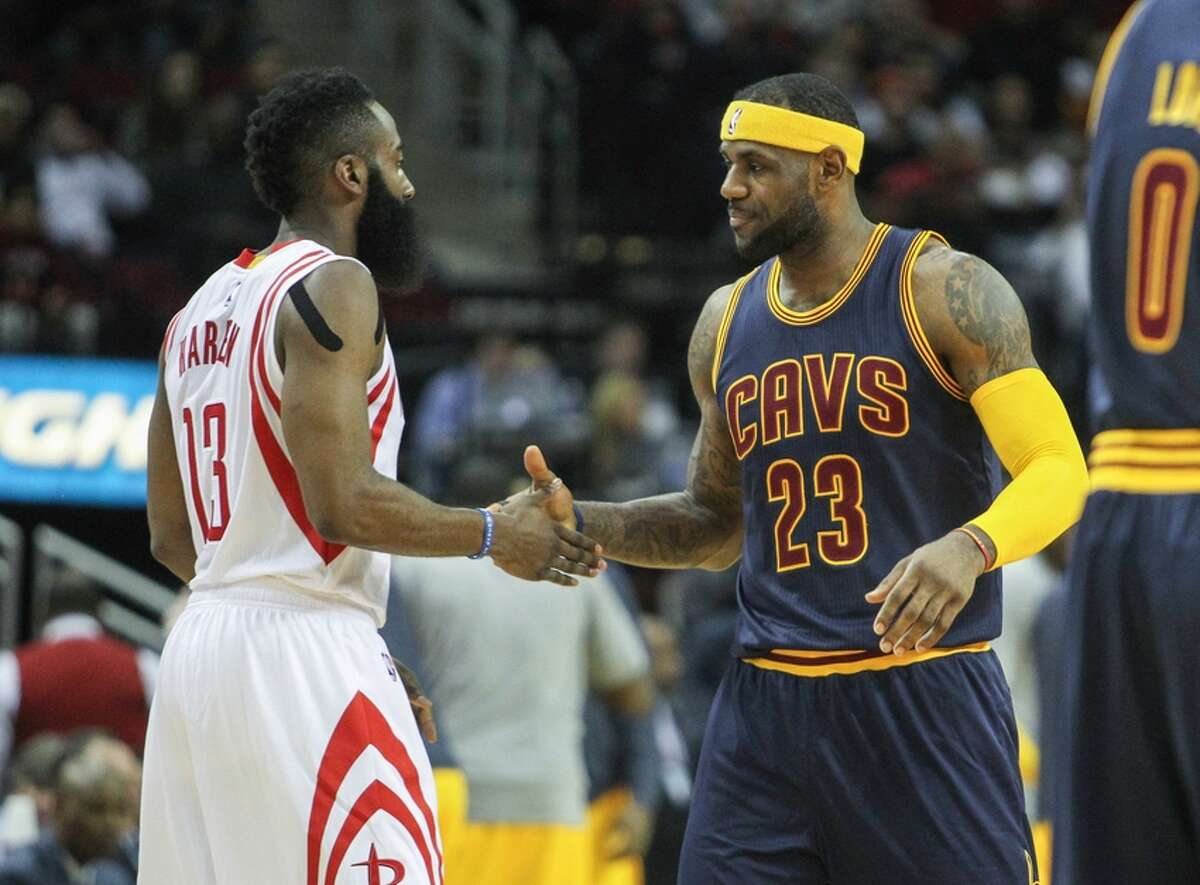 The Rockets' James Harden, left, is one of the top candidates for MVP this season; the Cavaliers' LeBron James, right, has won the award four times.