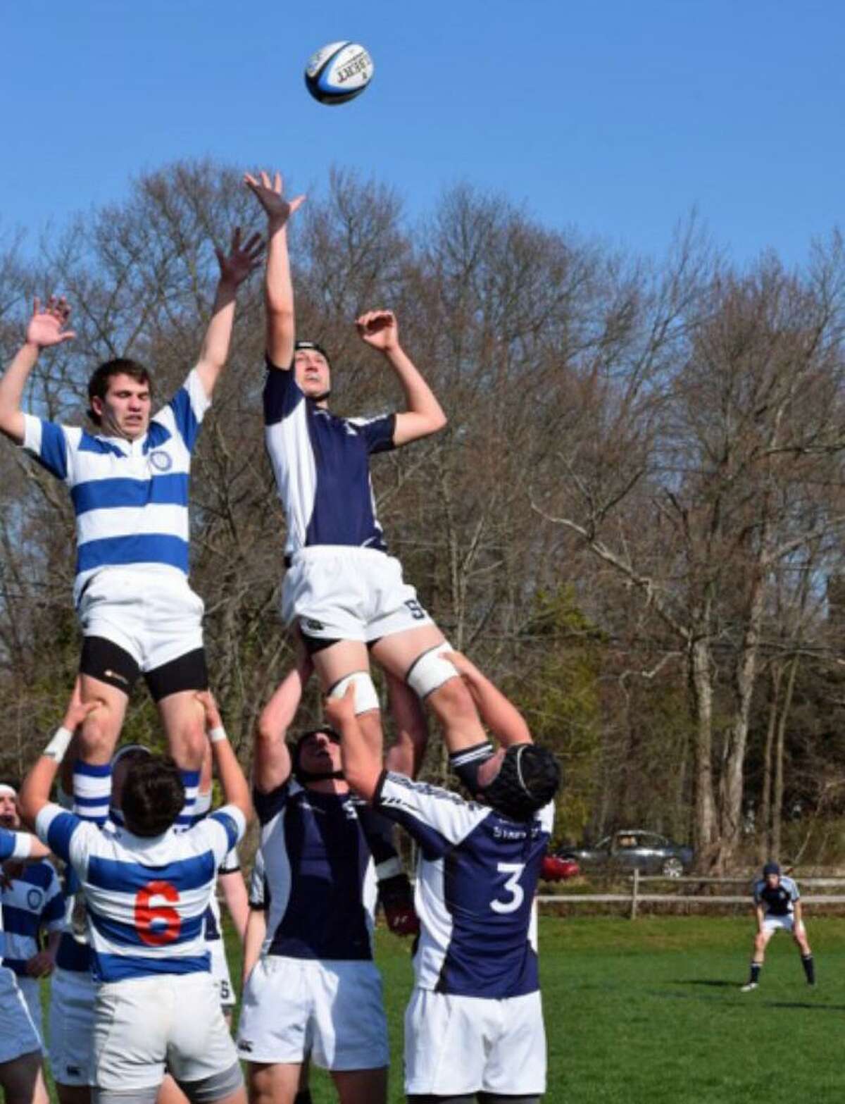 Action from the Staples rugby team's 54-5 win over Darien on Friday.