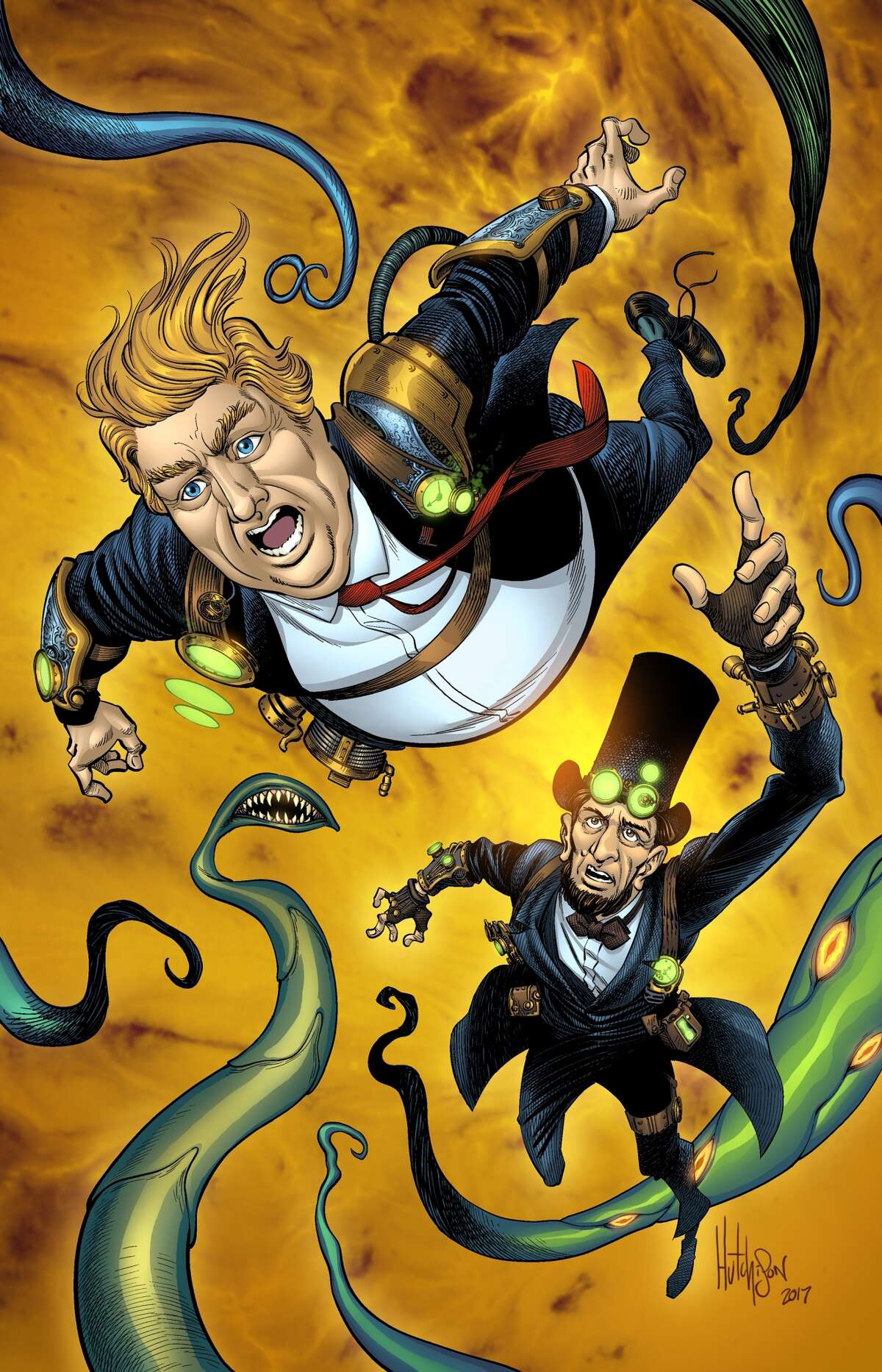 "Trump vs Time Lincoln" promotional art by comic artist David Hutchison. (Courtesy Antarctic Press)