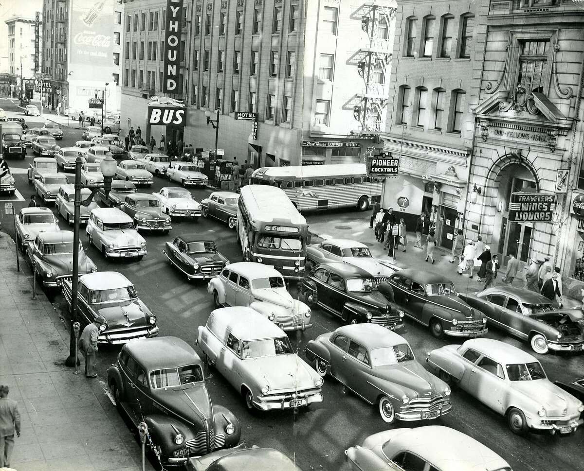 Traffic in downtown San Francisco. May 25, 1954