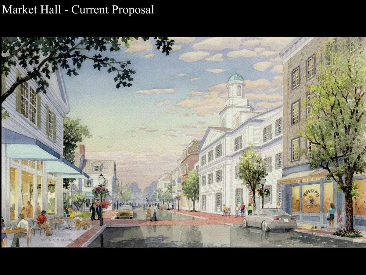 A rendering of the proposed Market Hall by Baywater Associates, presented to the Planning and Zoning Commission on Tuesday, Jan. 10, 2017.