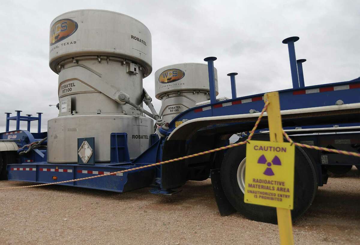 FILE PHOTO: Waste Control Specialists near Andrews, Texas, has two Robatel RT-100 radioactive transport casks. These casks are used to transport Class B and C radioactive waste. 