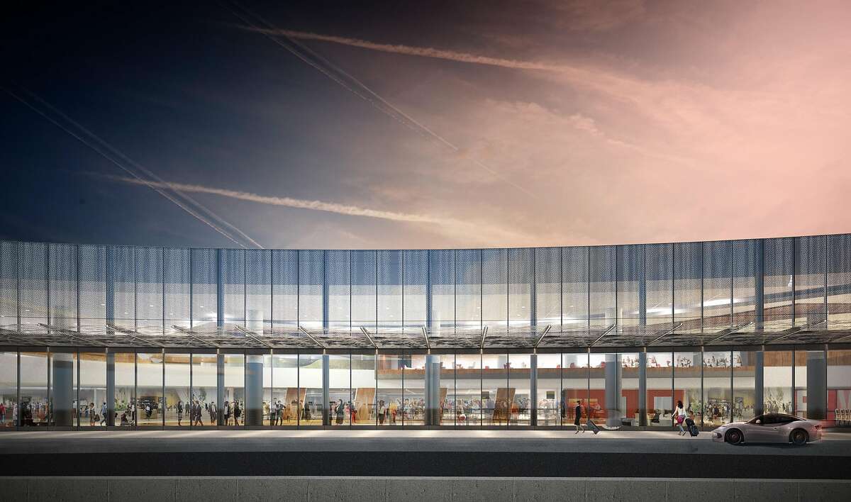 A rendering of the new front facade of Terminal 1 of San Francisco International Airport. The terminal will be rebuilt �in stages that are due to be completed by the end of 2022.