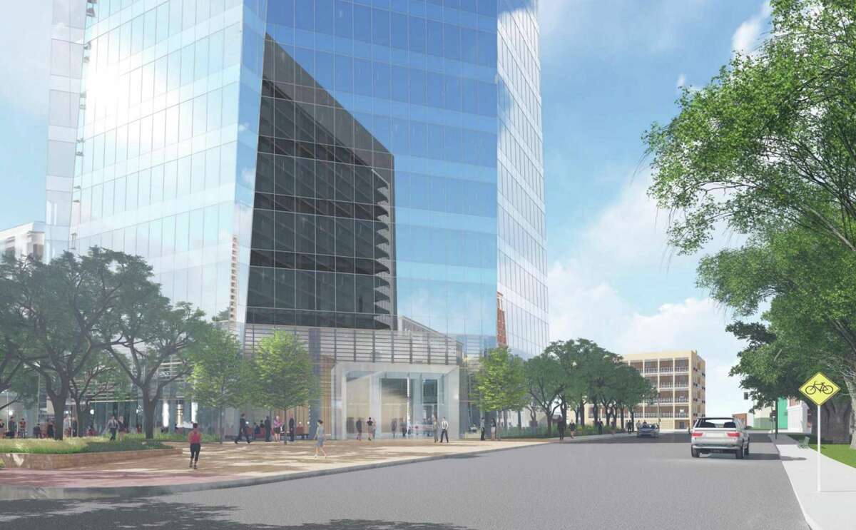 Current renderings of the proposed Frost Tower which were shown to the HDRC on Wednesday, March 15, 2017.
