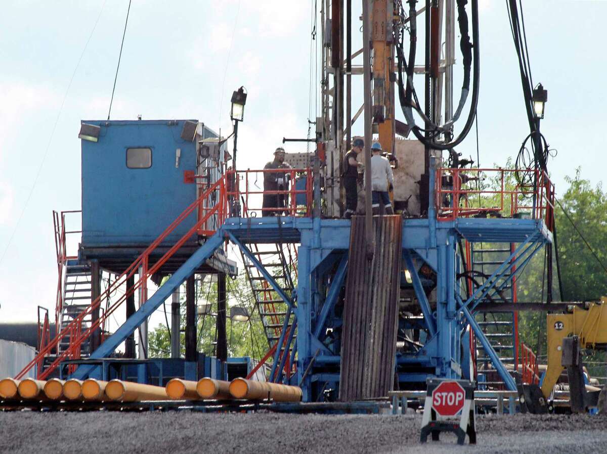 A crew works on a natural gas drilling rig at a site in Pennsylvania. The Trump administration is reversing a rule pertaining to drilling on public lands.