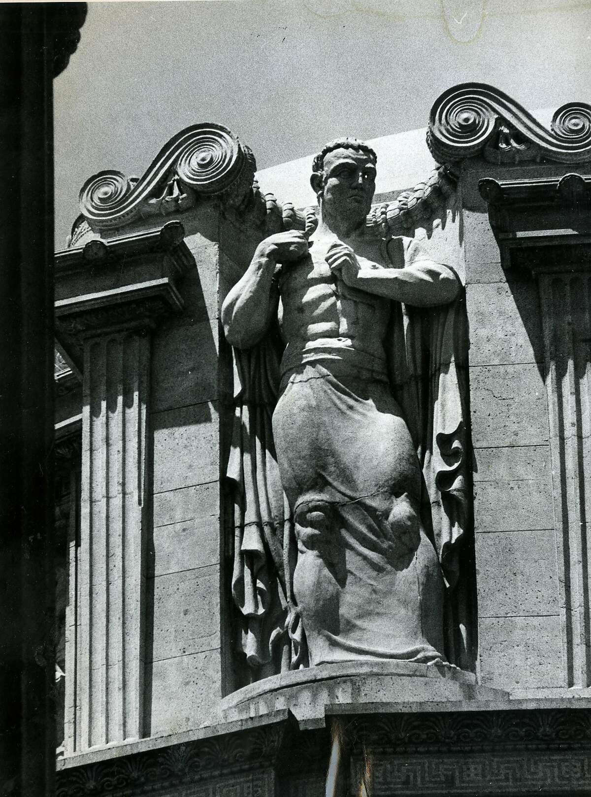 Monumental reconstruction by Spero Avargyros of sculpture at the Palace of Fine Arts. June 24, 1974