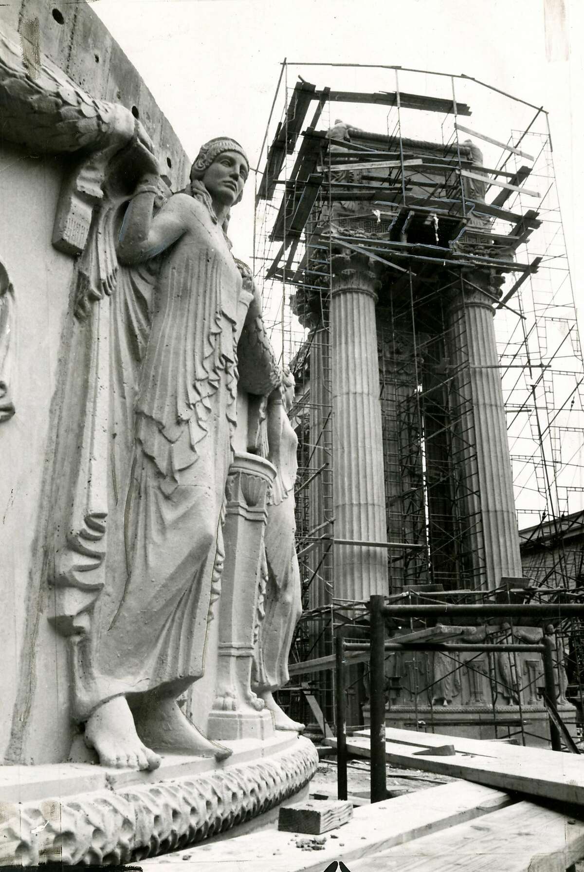 San Francisco Palace of Fine Arts under reconstruction and restoration. August 22, 1966