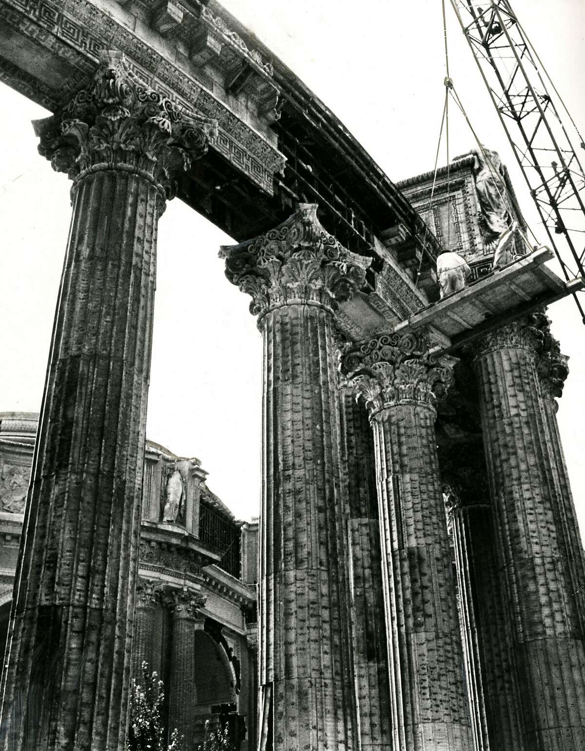 San Francisco Palace of Fine Arts during reconstruction. August 14, 1964