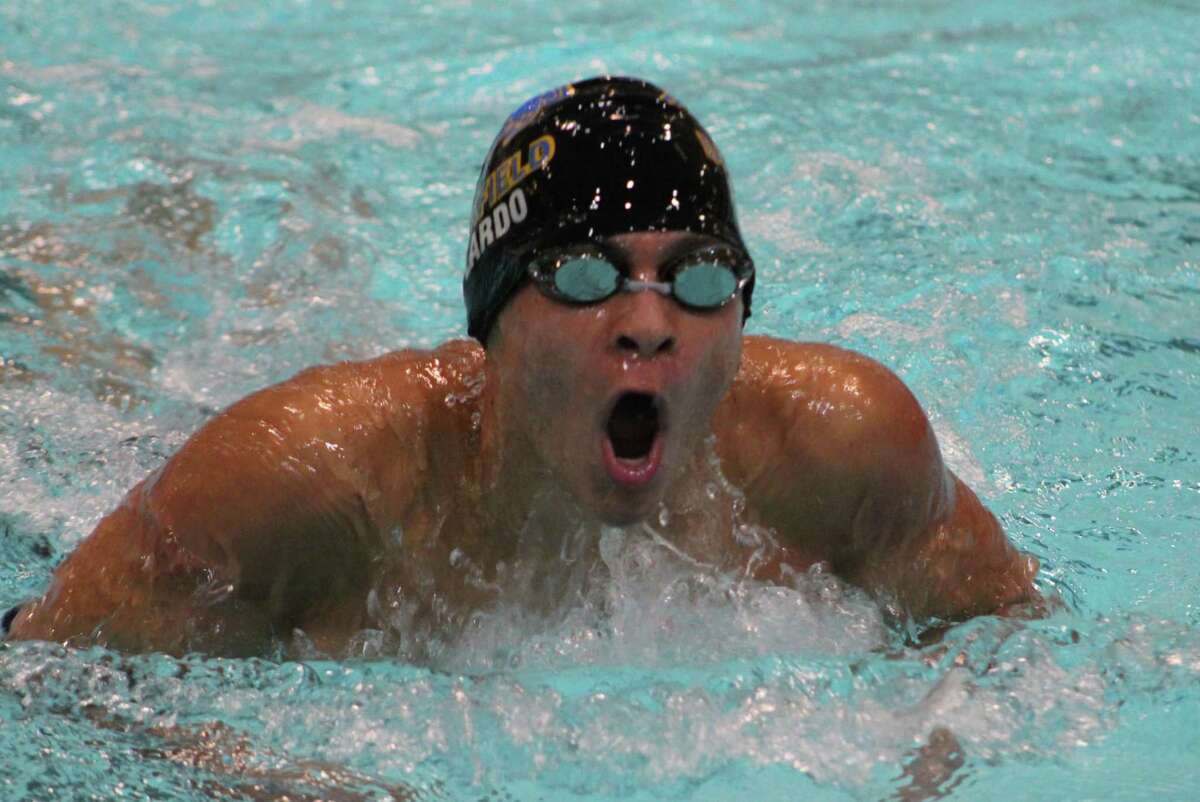 Brookfield's Michael Poplardo swims in the 200-yard individual medley.