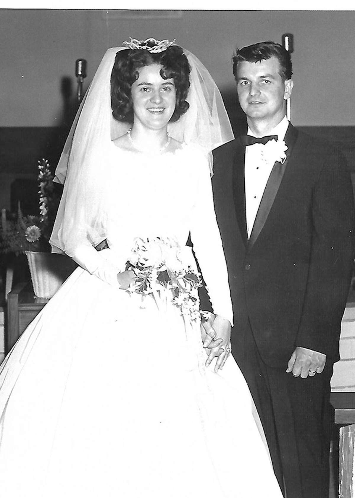 Sharon and Tom Cadle on the day of their wedding.