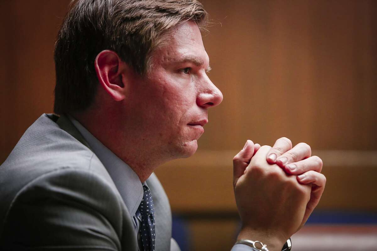 Congressman Eric Swalwell, Jr., speaks to the Chronicle editorial board on Friday, June 19, 2015 in San Francisco, Calif.