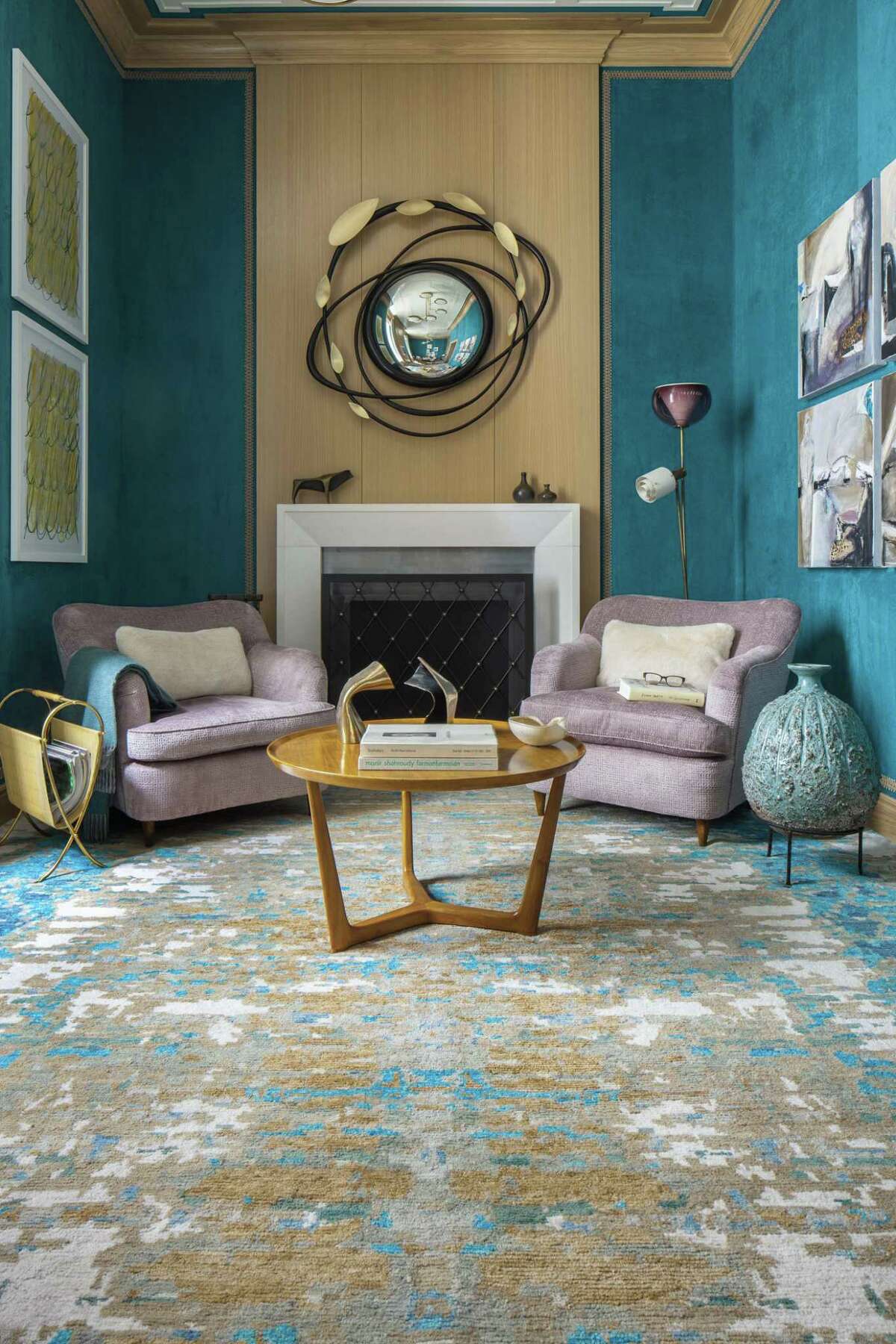 The contemporary collection of rugs by Stark features several abstract, colorful patterns such as the one above from the Nair collection, or below, from their Fractra line.