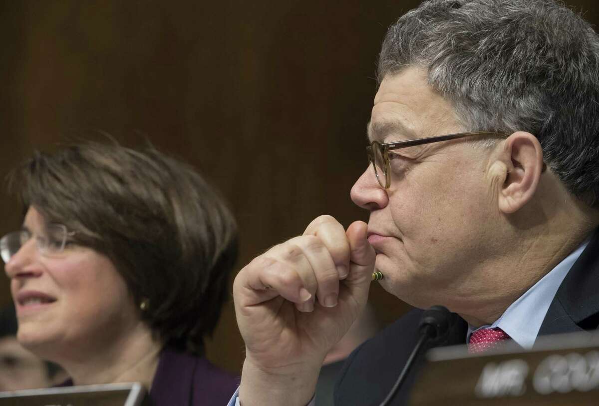 Senate Judiciary Committee members, Al Franken, and Amy Klobuchar listen as Committee Chairman Chuck Grassley, R-Iowa, comments on the updated clarification by Attorney General Jeff Sessions about his confirmation hearing testimony. A reader has a question for Sessions.