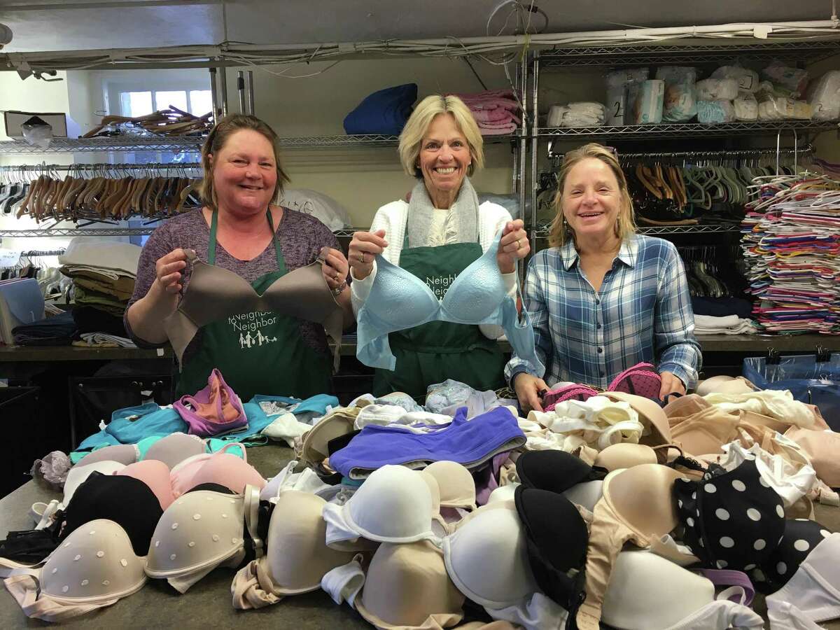 Volunteers at Neighbor to Neighbor, Greenwich, sort donations of bras received from Mardi Bra 2017. The Undies Project rolled out its second annual Mardi Bra event in February to coincide with Mardi Gras. They extended the event this year into Darien and Westport, having solely run it in Greenwich last year. With the help of local businesses , The Undies Project received more than 900 donations of new and gently used bras.
