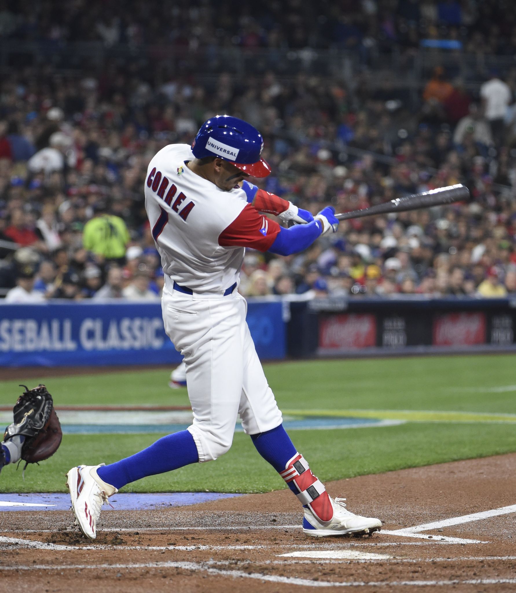 SAN DIEGO, CA - MARCH 17: Puerto Rico Second baseman Javier Baez gets high  fives after their 6-5 win over the USA in World Baseball Classic second  round Pool F game against