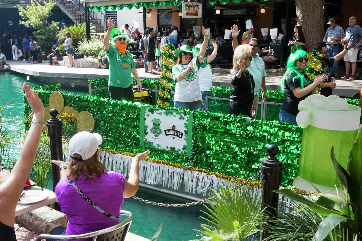 La Villita and the San Antonio River turn green in honor of St. Patrick