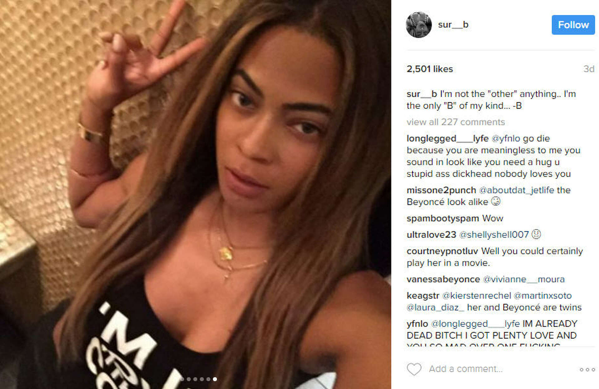 Woman is flooded with haters online because she looks like Beyonce