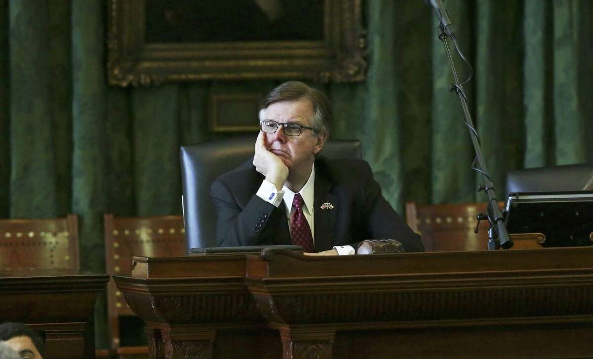 Lt. Gov. Dan Patrick, shown here during a Senate session Feb. 7, 2017, maintains that the state’s ‘rainy day fund’ cannot be tapped for ongoing expenses.