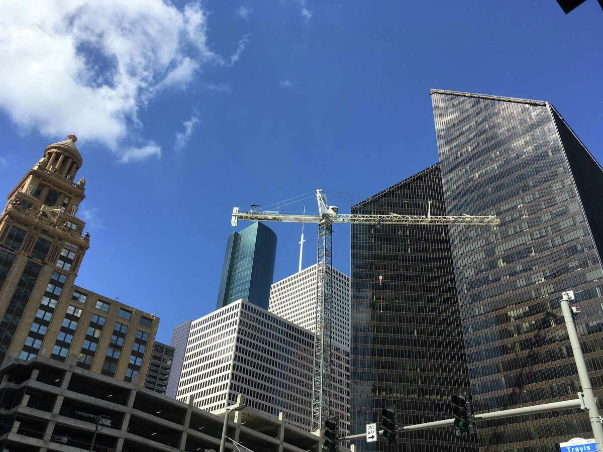 A construction crane has been erected at the site of Skanska USA's Capitol Tower project. The company plans to build a 750,000-square-foot office building at 800 Capitol in downtown Houston.