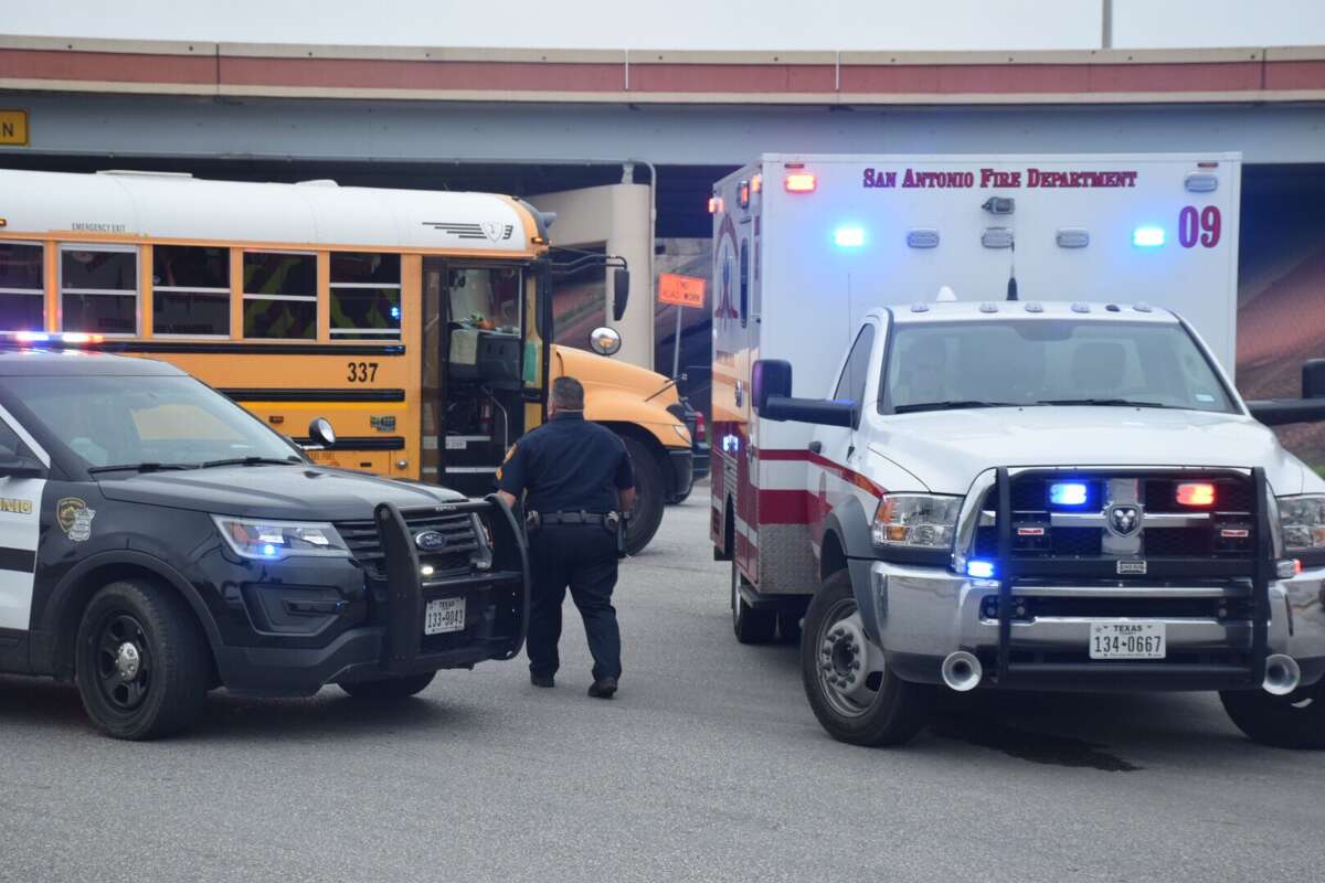 A San Antonio ISD school bus was involved in a three-car collision Tuesday in the city's East Side.
