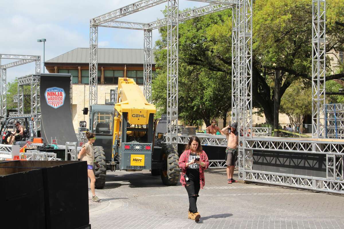 Crews with the hit reality show "American Ninja Warrior" are working hard to construct the obstacle course on Dolorosa Street outside the Bexar County Courthouse. The show is taping several episodes in March 2017 at this location.