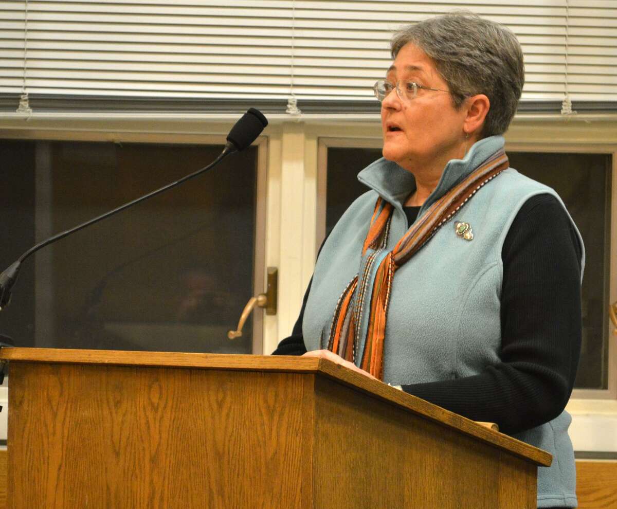 Susan Cameron, chairwoman of the Planning and Zoning Commission, spoke Monday in support of the Board of Selectmen's efforts to create more retail parking downtown.