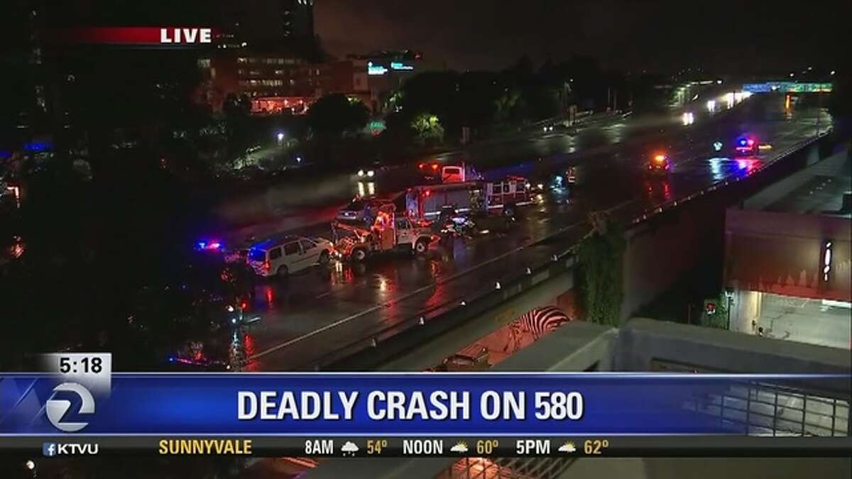 A pedestrian was hit by a car and killed on Interstate 580 in Oakland early Wednesday morning.