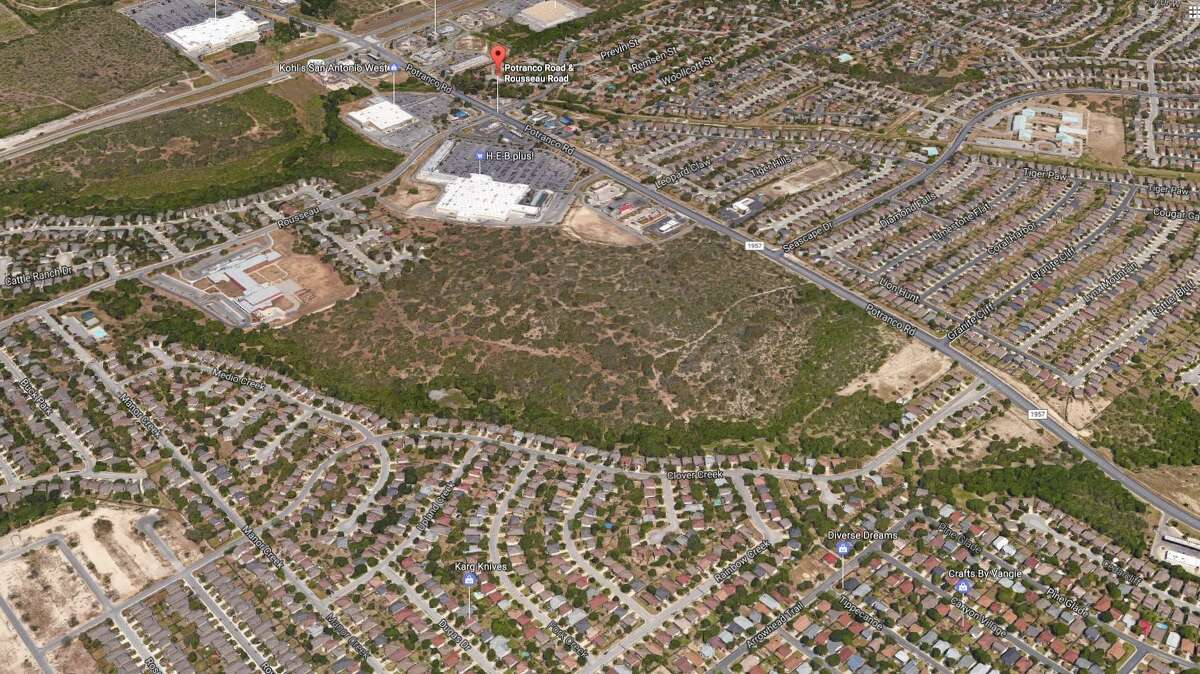 Santikos Enterprises sold 81 acres next to an H-E-B Plus (white building toward the upper center of this photo) on Potranco Road earlier this month.Keep clicking to see photos from the grand opening of Santikos' Casa Blanca, built a few miles north.