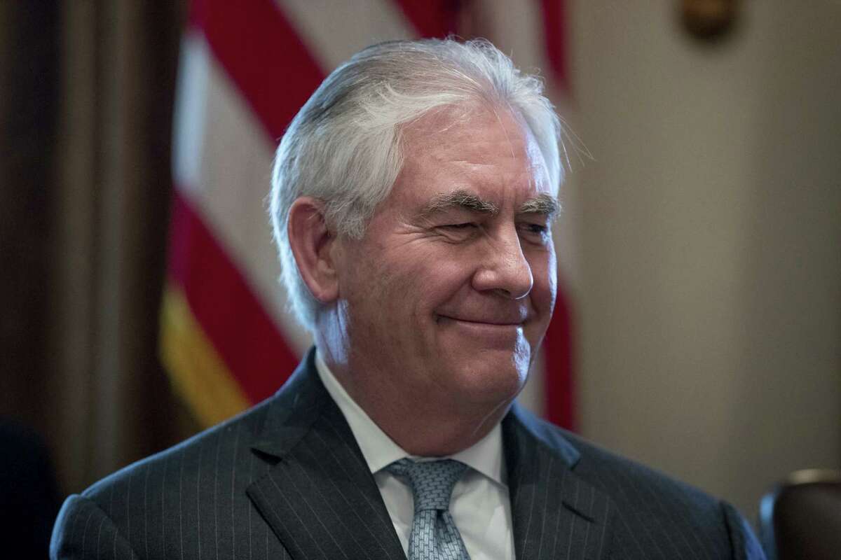 FILE - In this March 13, 2017 file photo, Secretary of State Rex Tillerson is seen in the Cabinet Room of the White House in Washington. President Donald Trump has yet to make good on his pledge to pursue closer cooperation and friendlier ties to Russia, but a planned trip to Russia by Secretary of State Rex Tillerson may test whether the detente will be more than just talk. (AP Photo/Andrew Harnik, File)