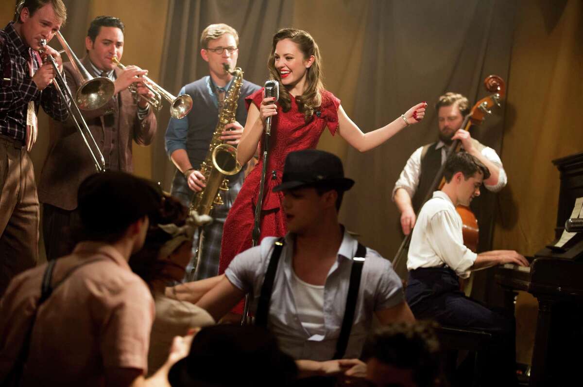 "Bandstand" star Laura Osnes and the cast at a television commercial shoot for the new musical (photo copyright Jeremy Daniel)