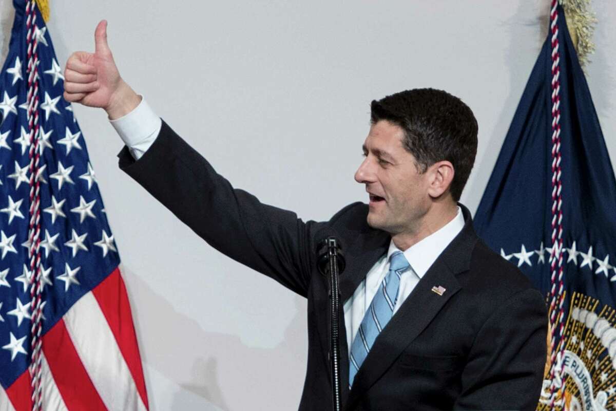 Speaker of the House Paul Ryan gives a thumbs-up as he addresses the annual National Republican Congressional Committee dinner on Tuesday. Readers weigh in on the health care bill Ryan recently put forward.