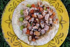 Taco of the Week: Mollejas (sweetbreads) taco on a handmade corn tortilla from Mittman Fine Foods.