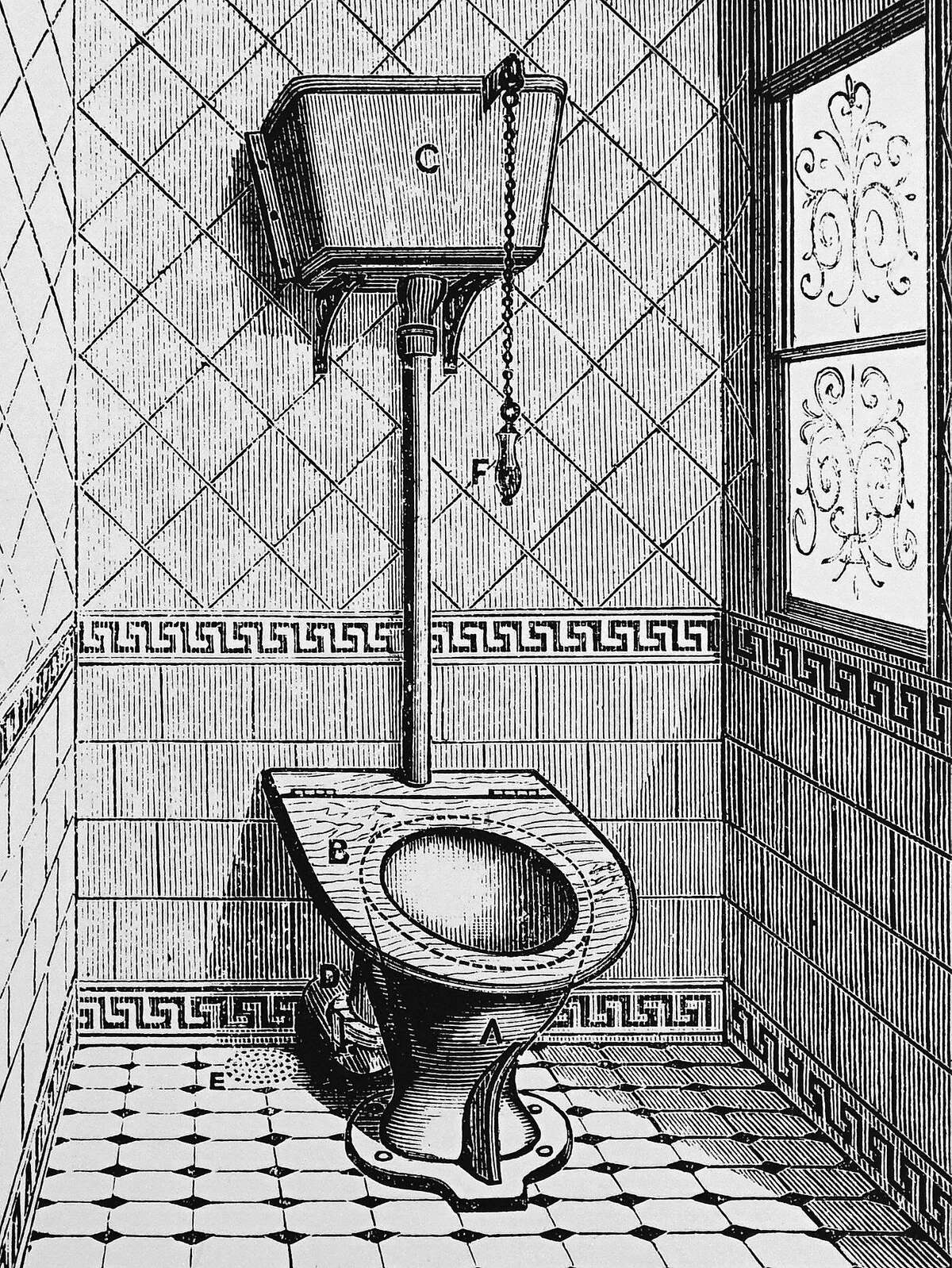thomas crapper flushing toilet