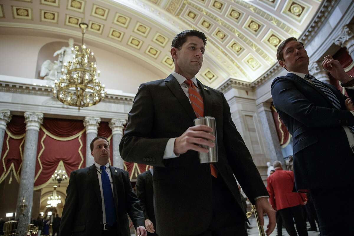 House Speaker Paul Ryan of Wis. walks to his office on Capitol Hill in Washington, Thursday, March 23, 2017, as he and the Republican leadership scramble for votes on their health care overhaul in the face of opposition from reluctant conservatives in the House Freedom Caucus. 