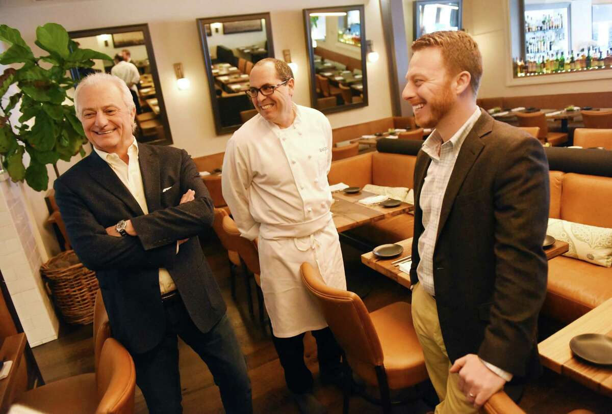 Albert DeAngelis (center), executive chef of Z Hospitality Group, in January 2016 with owners Ramsey and Adam Zakka (L-R) at East End Restaurant on Greenwich Avenue in Greenwich, Conn.