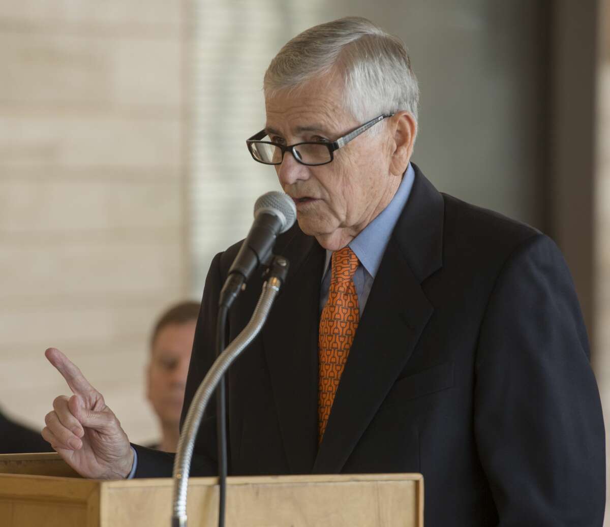 Tom Craddick, Texas House of Representatives, speaks 03-24-17 about the new Engineering Department Building UTPB will soon break ground for building on the Midland Campus near the CEED Building and Wagner Noel Performing Arts Center. Tim Fischer/Reporter-Telegram