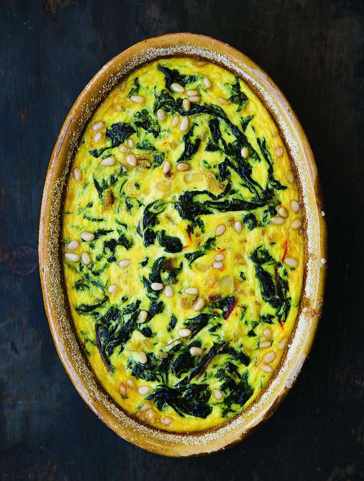 Chard & Saffron Flan in an Almond Crust from Deborah Madison's new cookbook, "In My Kitchen: A Collection of New and Favorite Vegetarian Recipes" (Ten Speed Press; 296 pages; $32.50)
