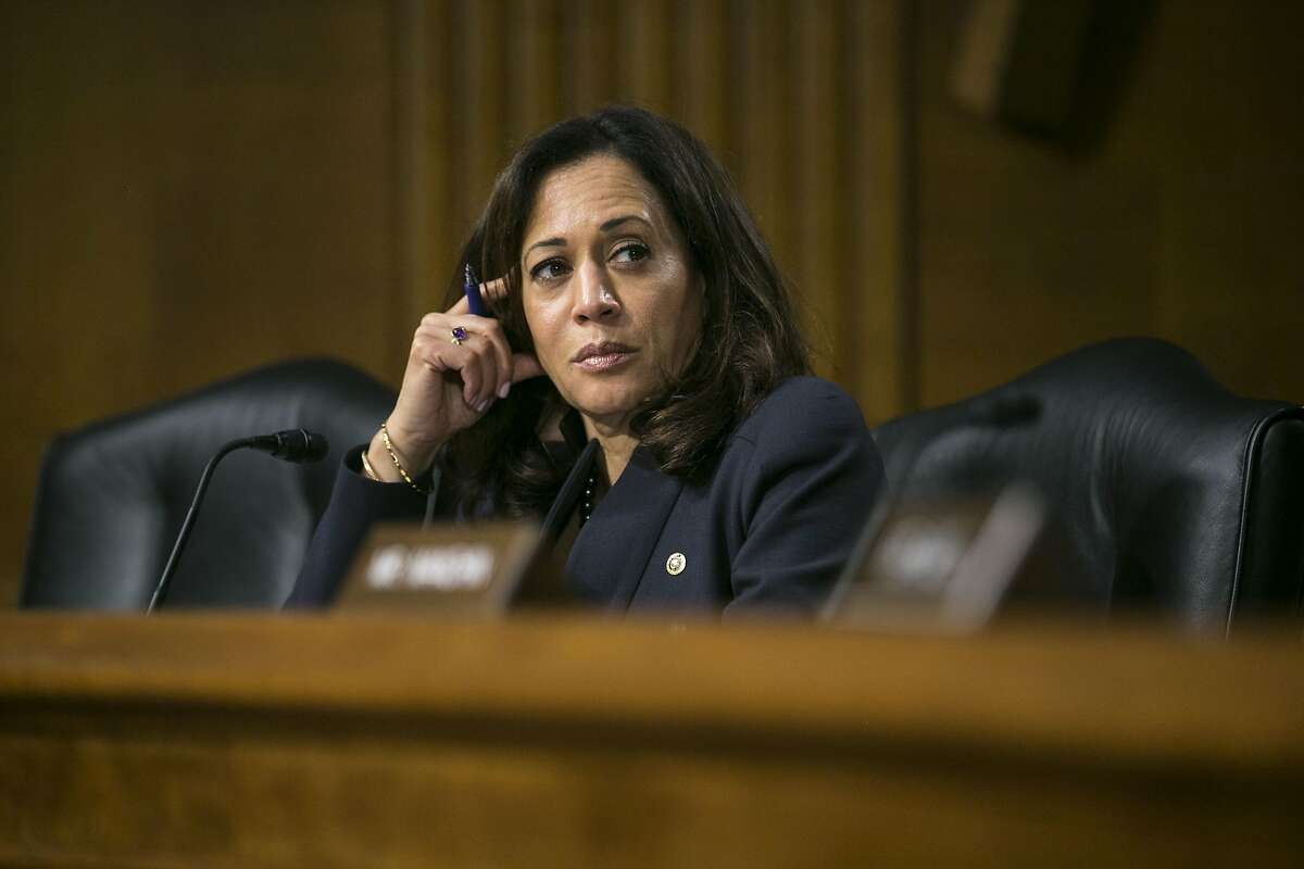 Sen. Kamala Harris (D-Calif.) during the Senate Intelligence Committee confirmation hearing for Daniel Coats to serve as the director of National Intelligence, on Capitol Hill in Washington, Feb. 28, 2017. Coats is a former Republican senator from Indiana. (Al Drago/The New York Times)