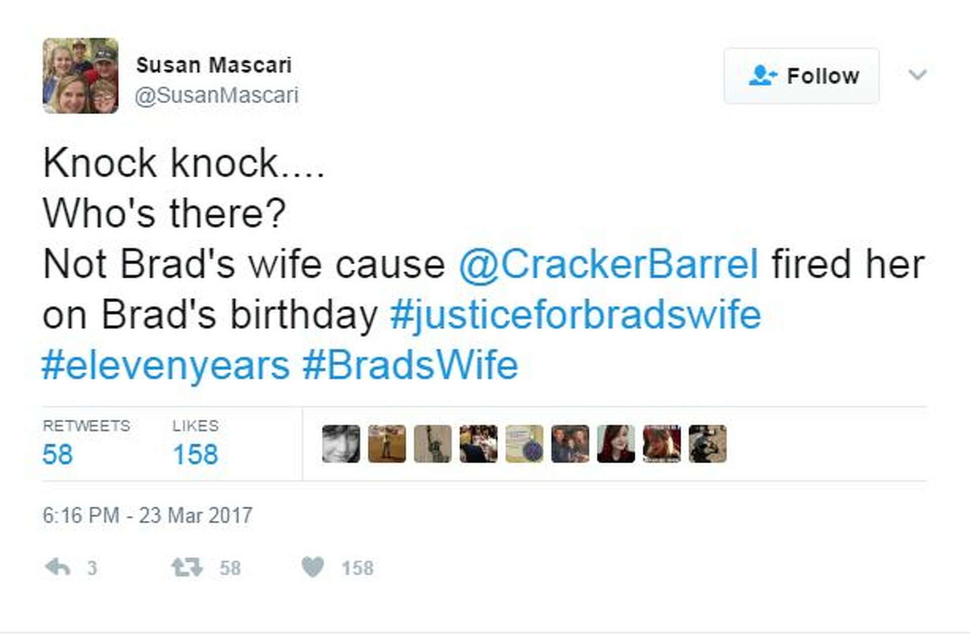 JusticeforBradswife spreads to Texas Chick-Fil-A sign