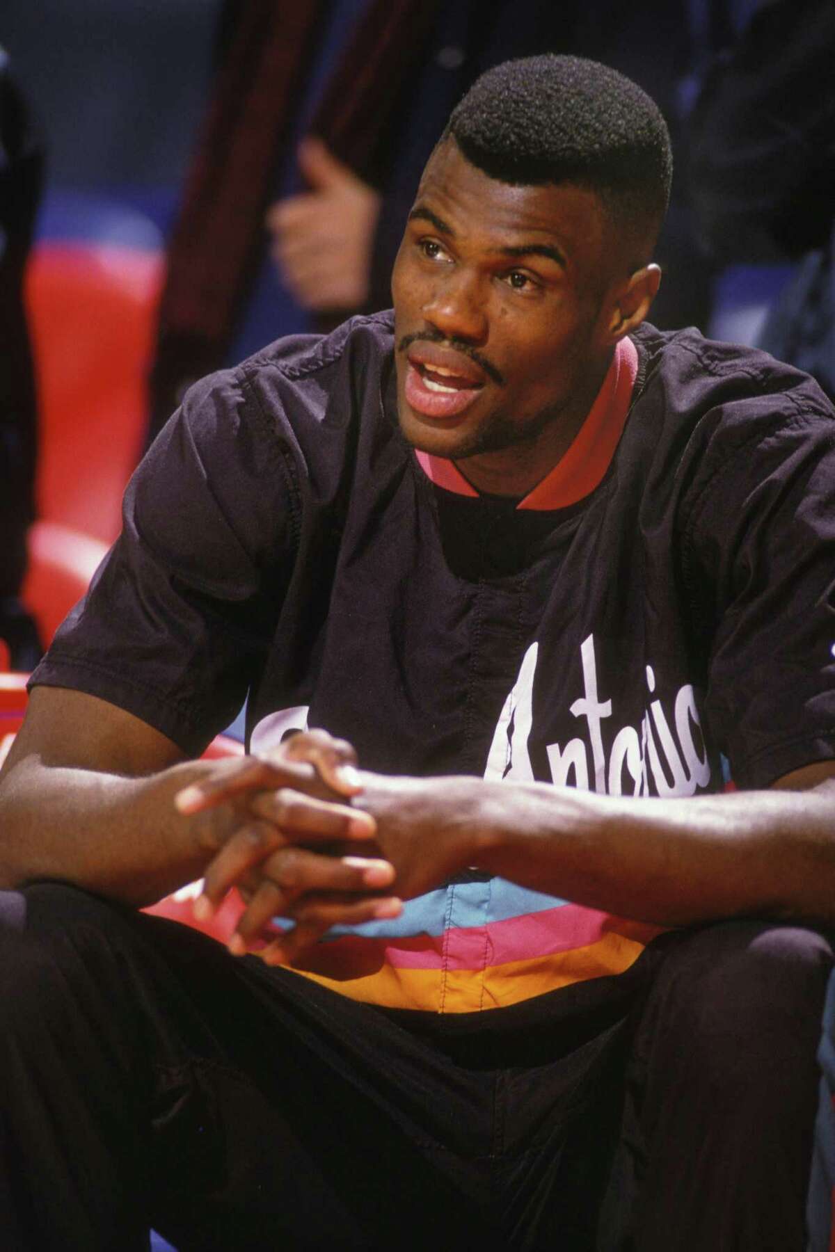 LANDOVER, MD - JANUARY 17: David Robinson #50 of the San Antonio Spurs before a NBA basketball game against the Washington Bullets at the U.S.Air Arena on January 17, 1994 in Landover, Maryland. (Photo by Mitchell Layton/Getty Images) LANDOVER, MD - JANUARY 17: David Robinson #50 of the San Antonio Spurs before a NBA basketball game against the Washington Bullets at the U.S.Air Arena on January 17, 1994 in Landover, Maryland. (Photo by Mitchell Layton/Getty Images)