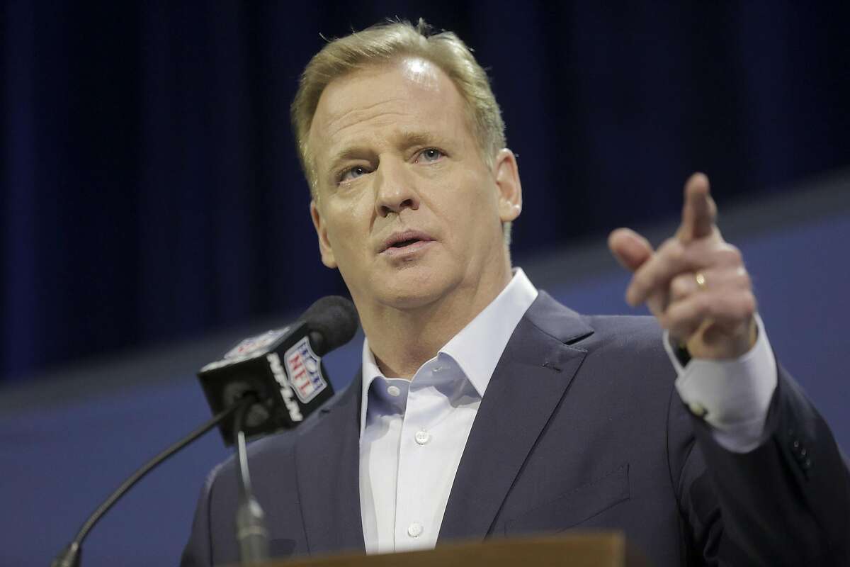 NFL commissioner Roger Goodell holds a press conference at the George R Brown Convention Center on Wednesday, Feb. 1, 2017, in Houston. ( Elizabeth Conley / Houston Chronicle )