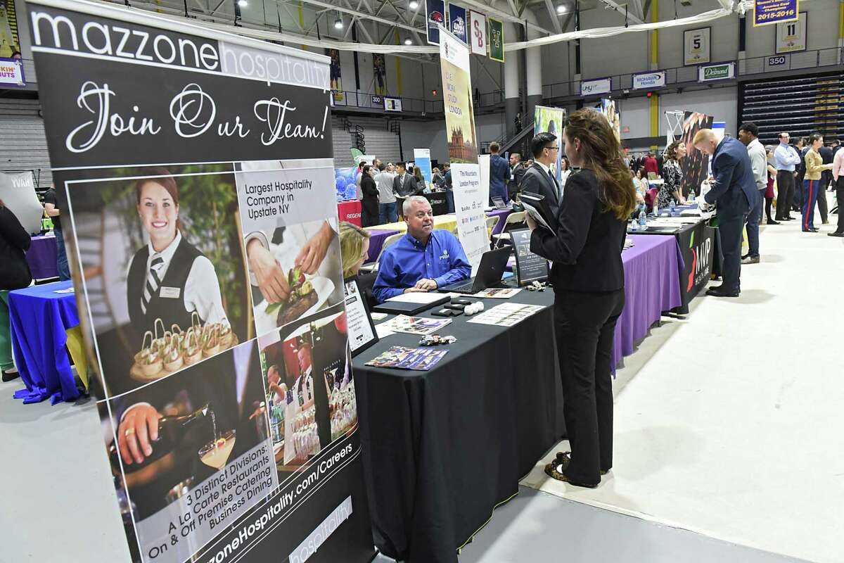 University at Albany hosts its Spring 2017 Job and Internship Fair in the SEFCU Arena on Tuesday, Feb. 21, 2017 in Albany, N.Y. (Lori Van Buren / Times Union)