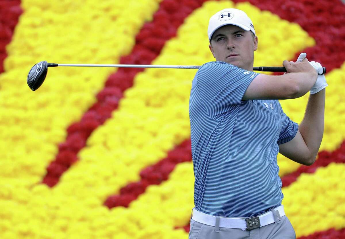 Jordan Spieth follows his tee shot on No. 18 during the final round of the Shell Houston Open on April 5, 2015, at the Golf Club of Houston in Humble.