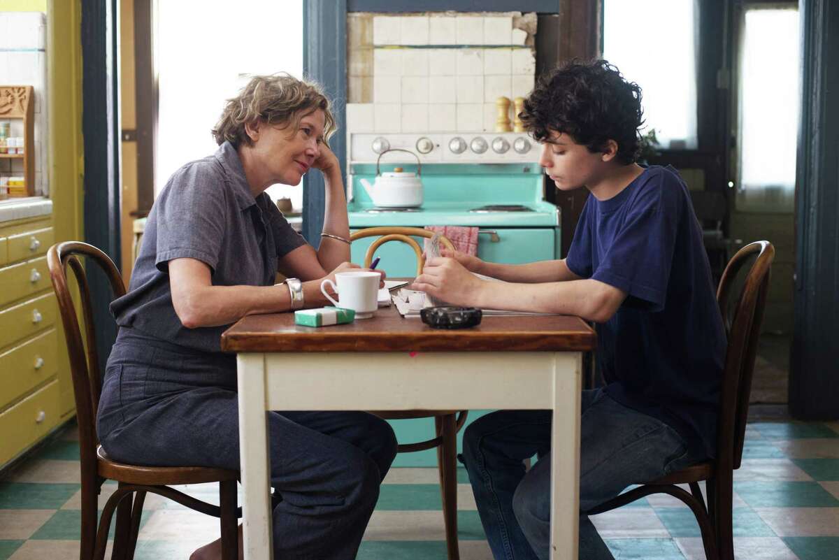 A mom (Annette Bening) takes stock of her teenage son (Lucas Jade Zumann) in “20th Century Women.”