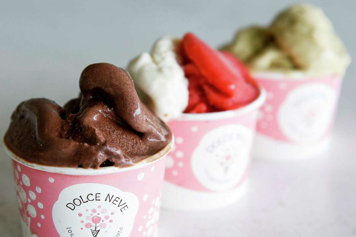 Gelato at Dolce Neve gelateria, opening March 30 at 4721 N. Main in the Heights.