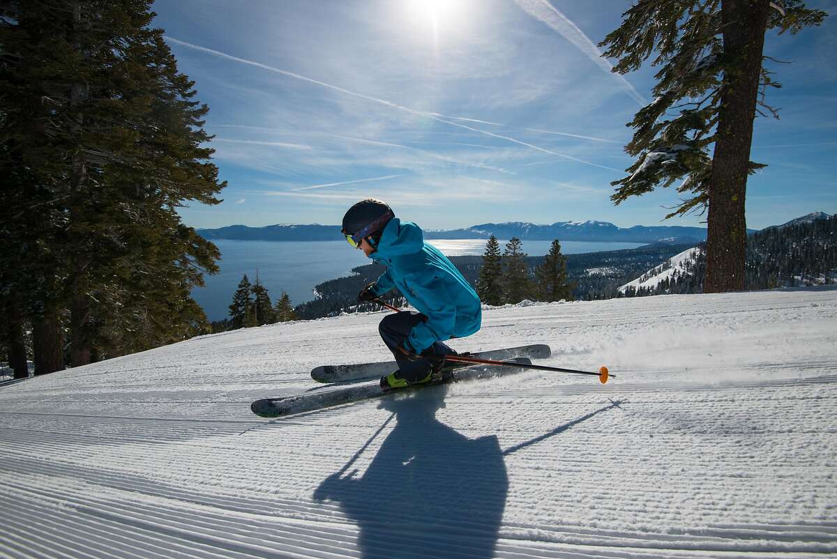 Skiing at Homewood Mountain Resort, not far from Tahoe City.