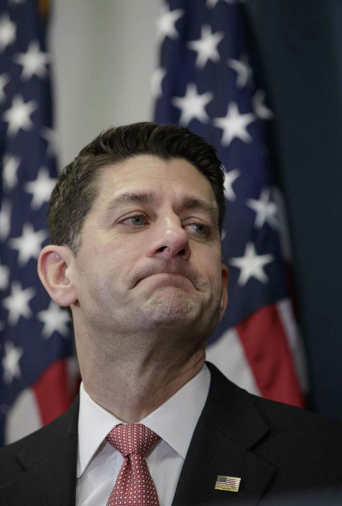 House Speaker Paul Ryan of Wis., pauses as he speaks on Capitol Hill in Washington, Tuesday, March 28, 2017, about getting past last week's failure to pass a health care overhaul bill and rebuilding unity in the Republican Conference. (AP Photo/J. Scott Applewhite)
