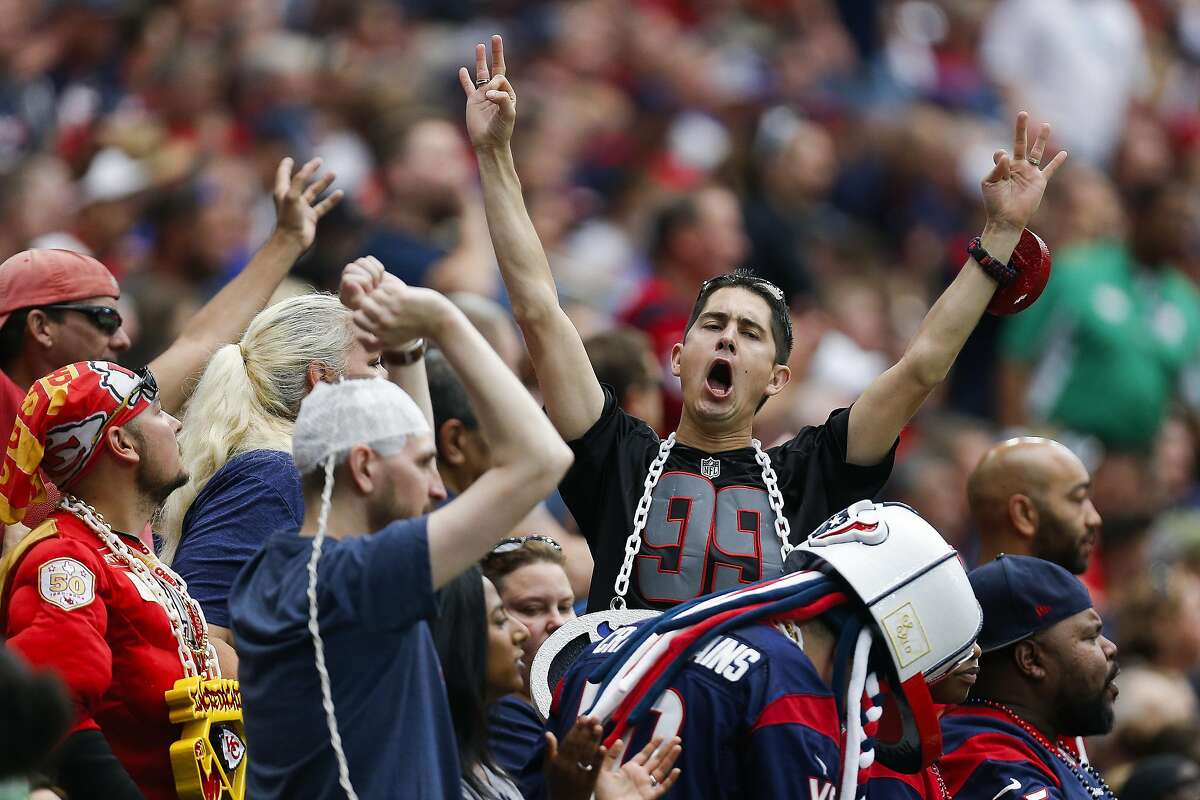 A fan cheers during the first quarter of an NFL game at NRG Stadium Sunday, Sept. 18, 2016 in Houston. ( Michael Ciaglo / Houston Chronicle )